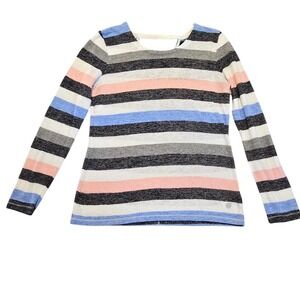Talbots Womens Lightweight Striped Spring‎ Sweater XS Keyhole Preppy Coastal